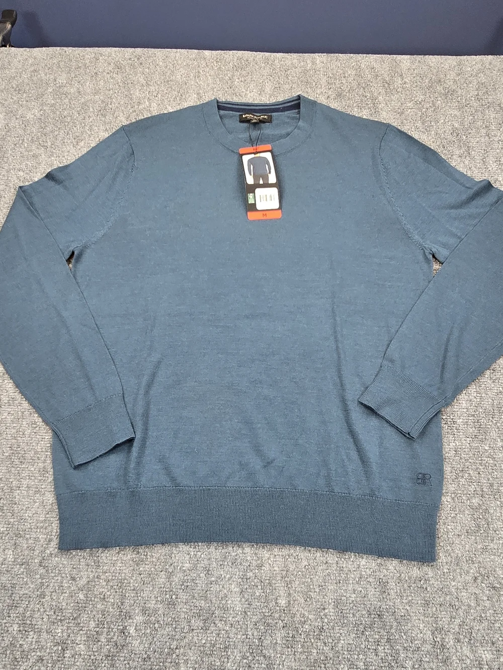 Banana Republic Merino Wool Sweater Mens M Teal Crewneck NWT Lightweight